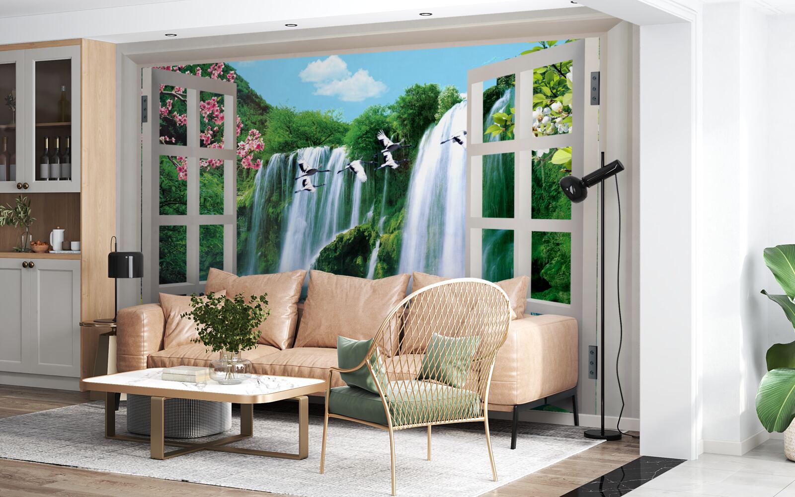 Fototapeta pohľad z okna na hlasné vodopády