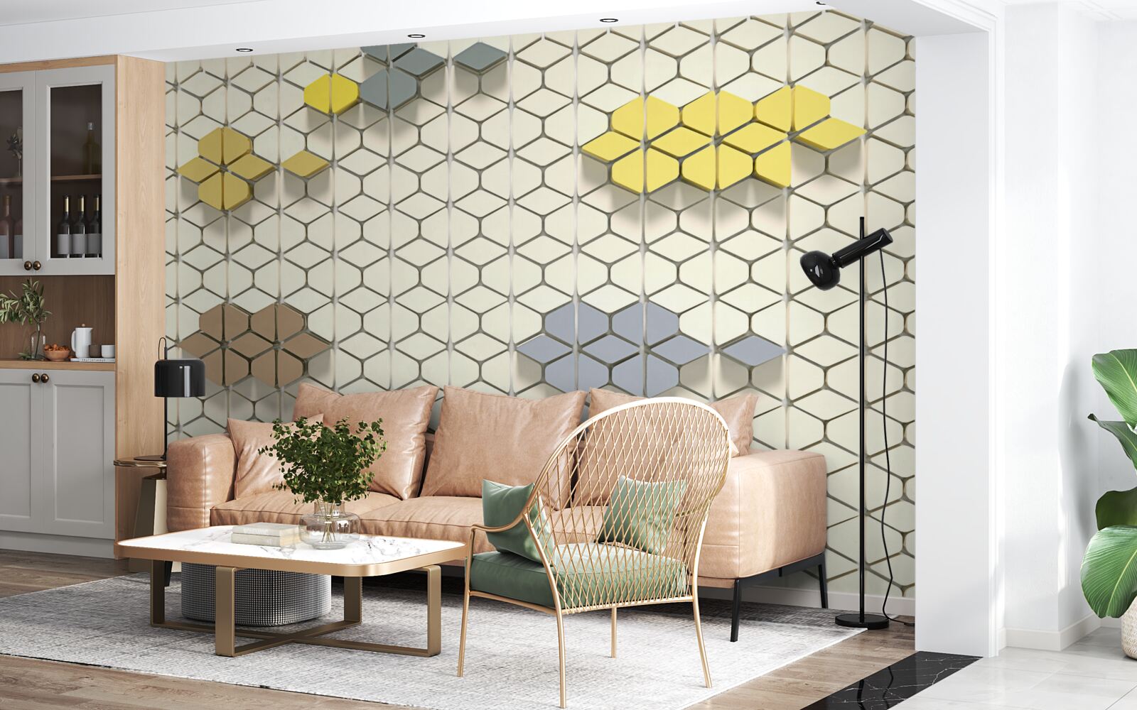 Fototapeta svetlá mriežka s viacfarebnými prvkami