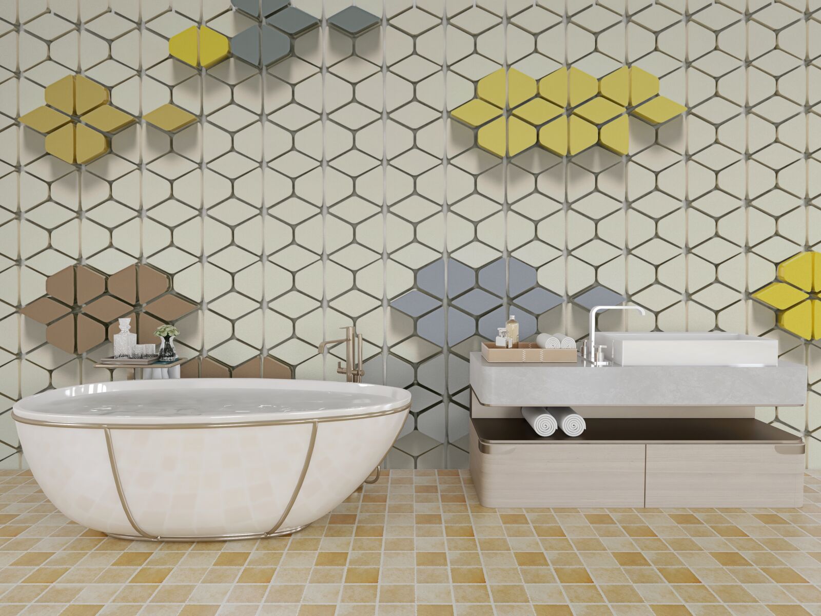 Fototapeta svetlá mriežka s viacfarebnými prvkami