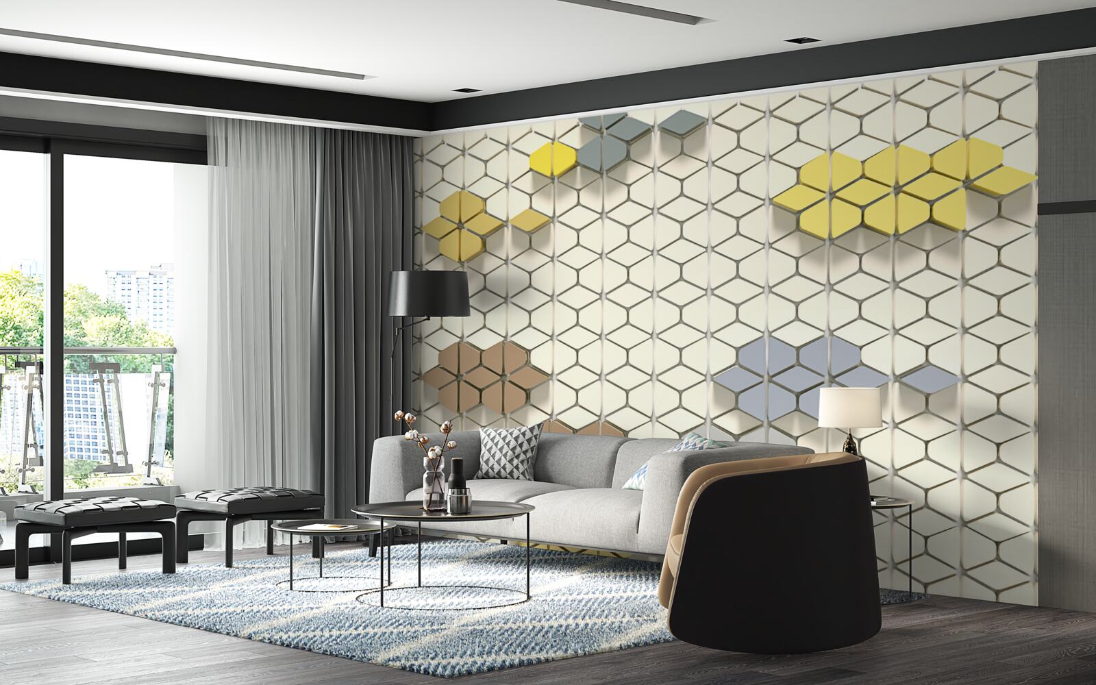 Fototapeta svetlá mriežka s viacfarebnými prvkami