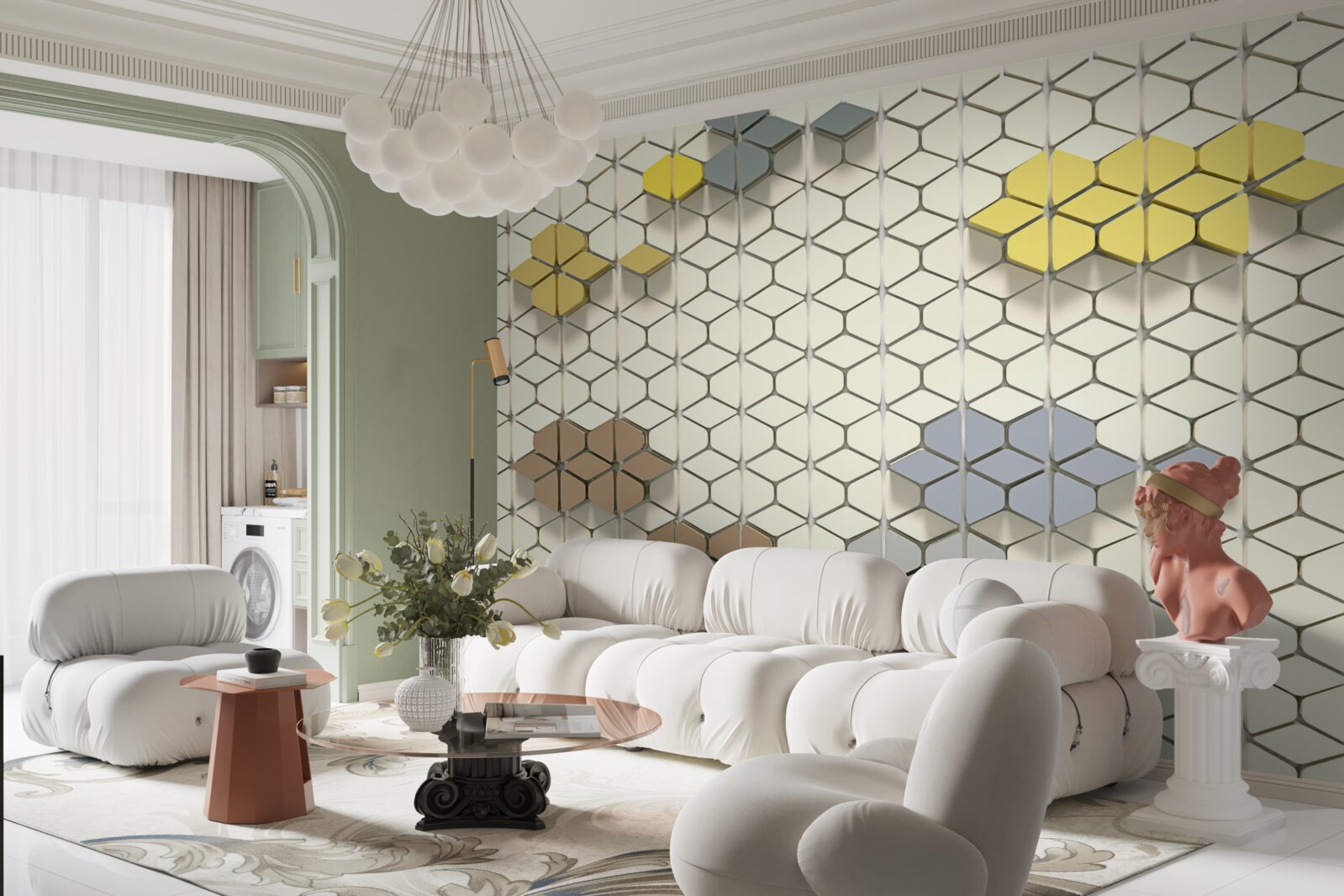 Fototapeta svetlá mriežka s viacfarebnými prvkami