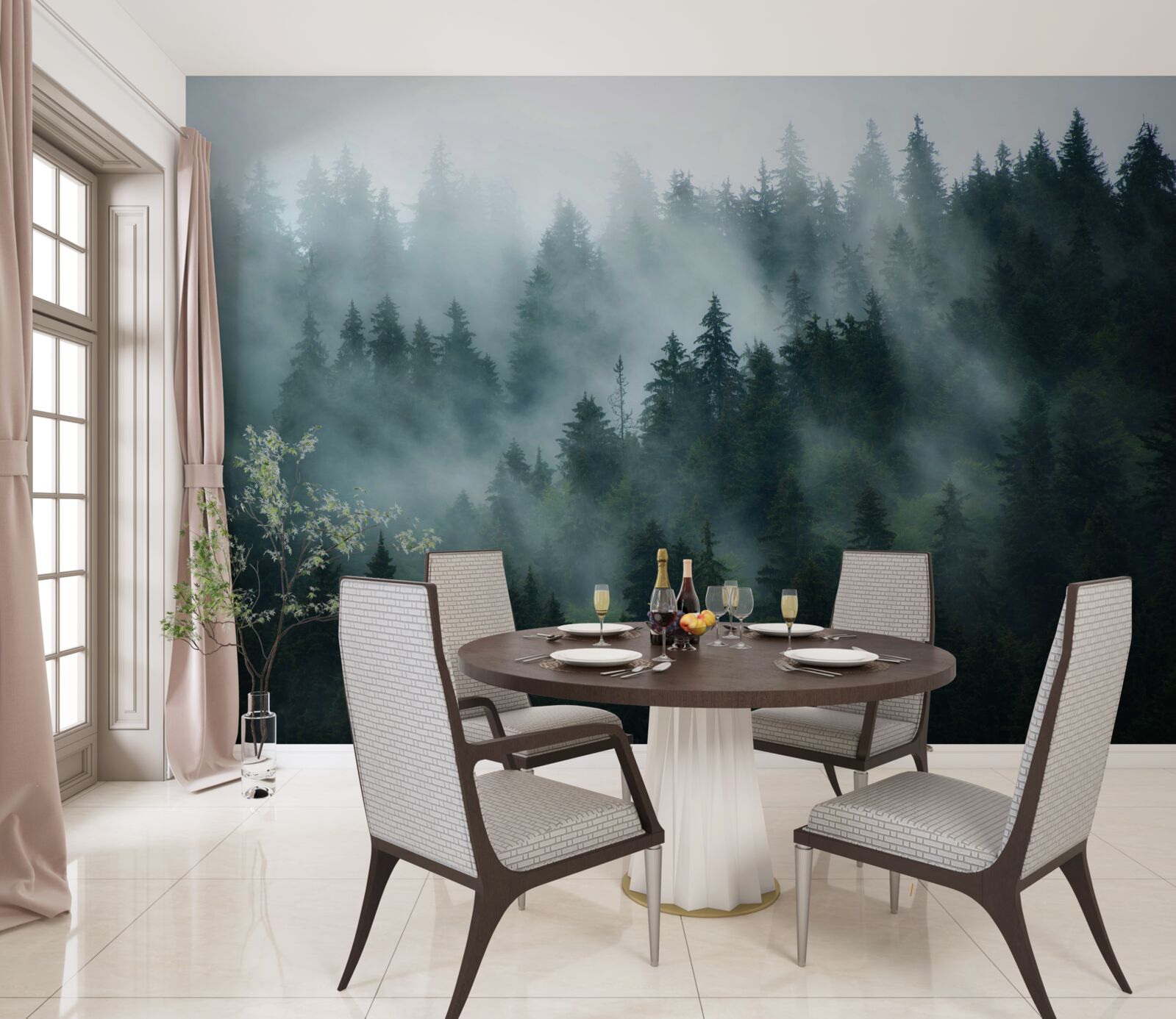 Fototapeta hmla číha v boroviciach