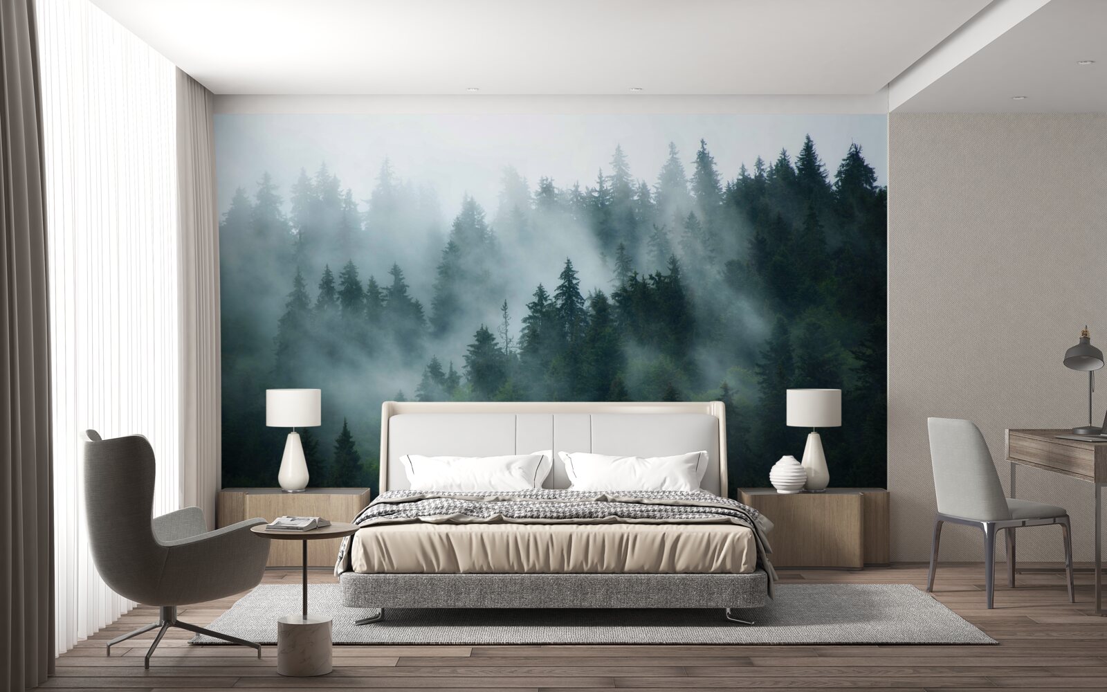 Fototapeta hmla číha v boroviciach