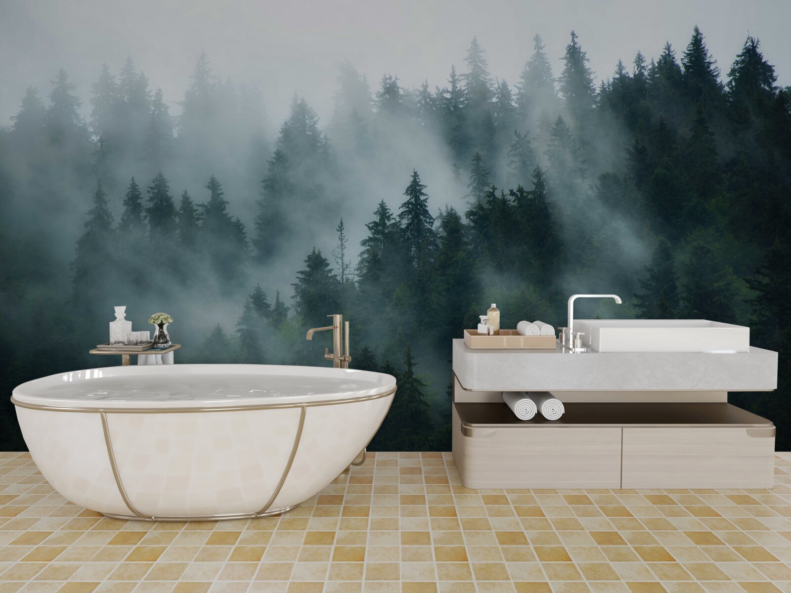 Fototapeta hmla číha v boroviciach