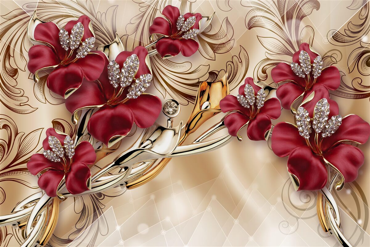 Fototapeta ľalie vo bordovom odtieni kráľovskej veľkosti