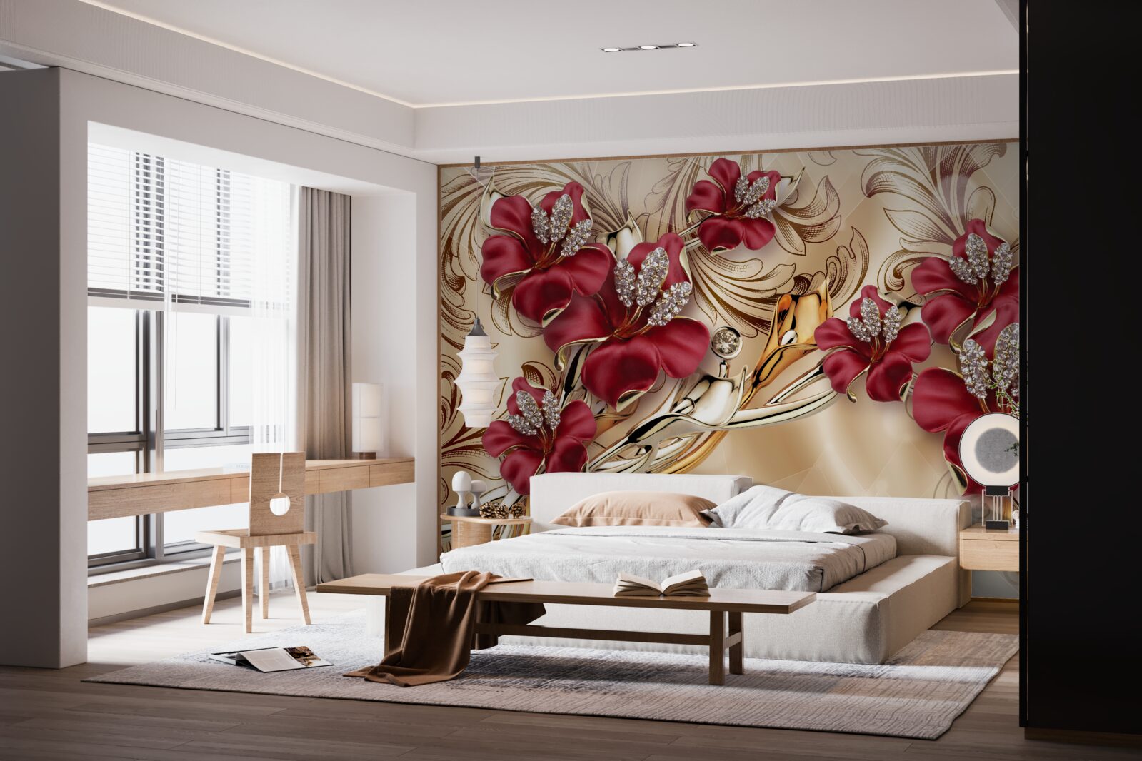 Fototapeta ľalie vo bordovom odtieni kráľovskej veľkosti