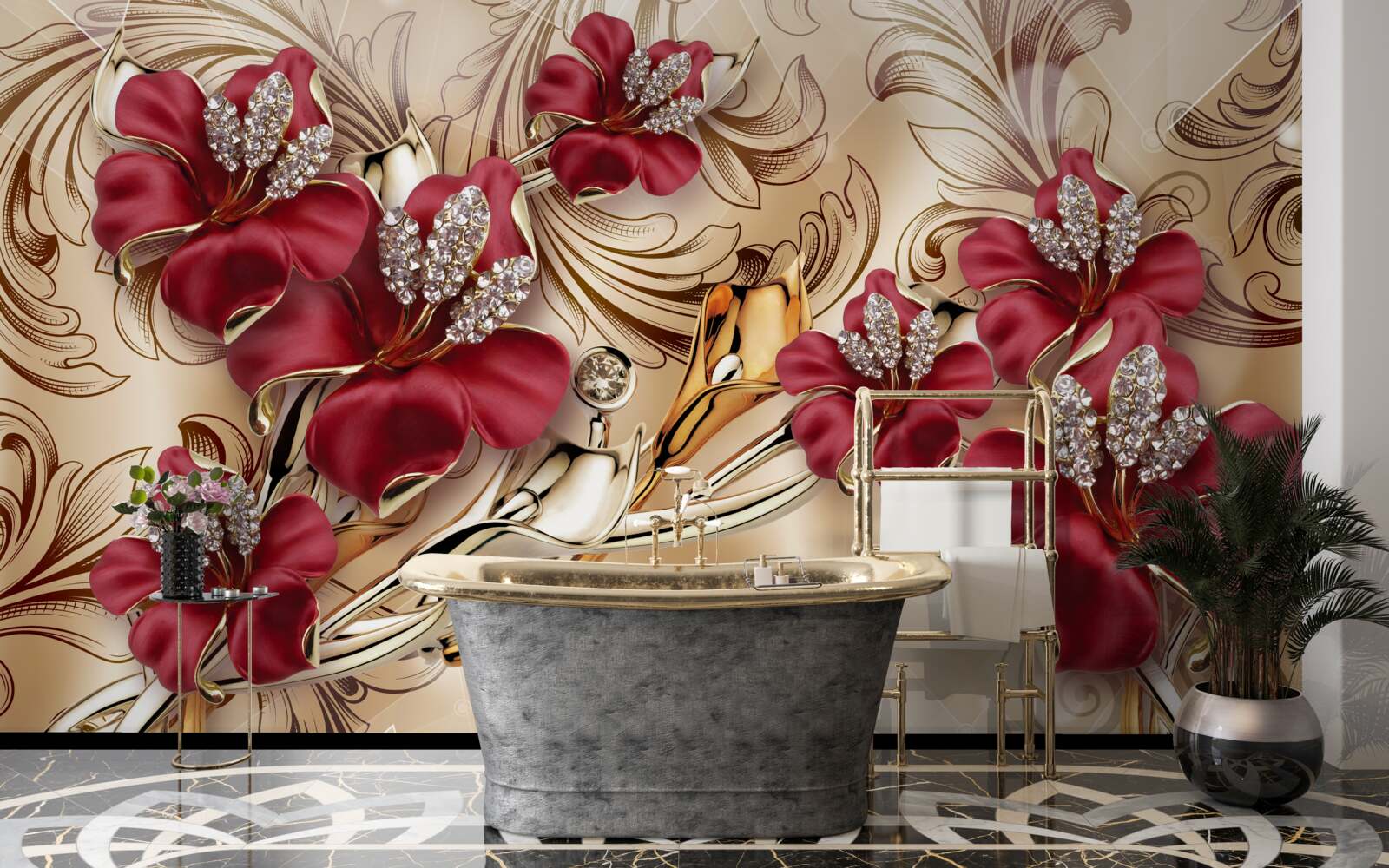 Fototapeta ľalie vo bordovom odtieni kráľovskej veľkosti