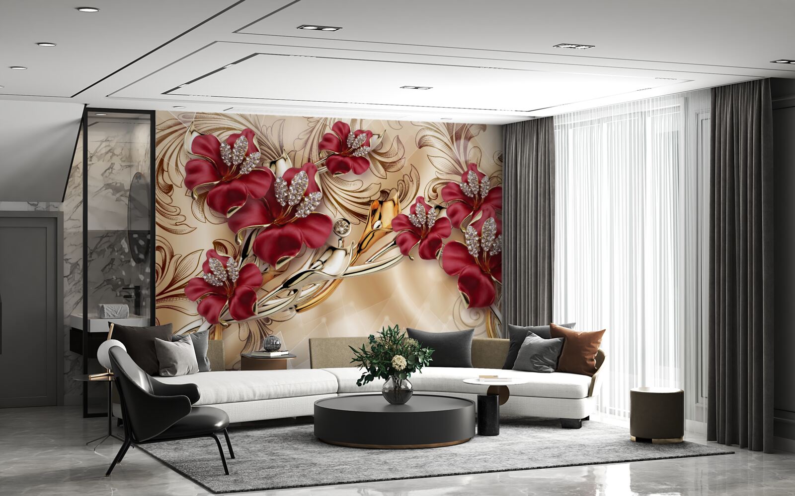 Fototapeta ľalie vo bordovom odtieni kráľovskej veľkosti