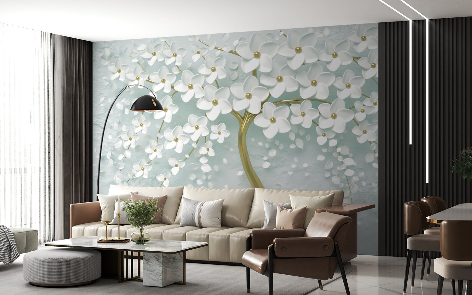 Fototapeta kvet s bielym oblečením na vetve stromu