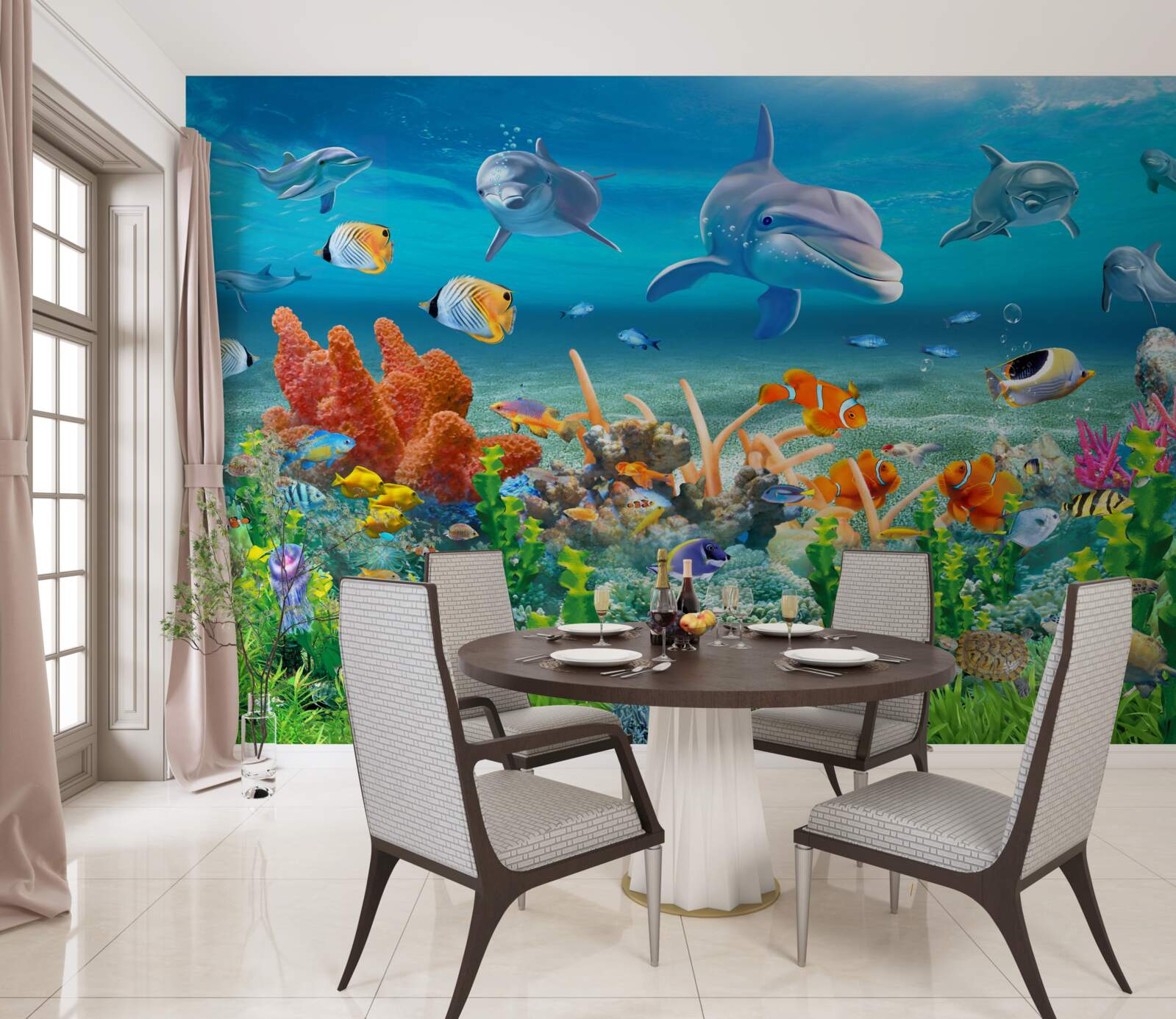 Fototapeta akvárium, akvárium s vodným ekosystémom, ktorý udržuje sladkú vodu