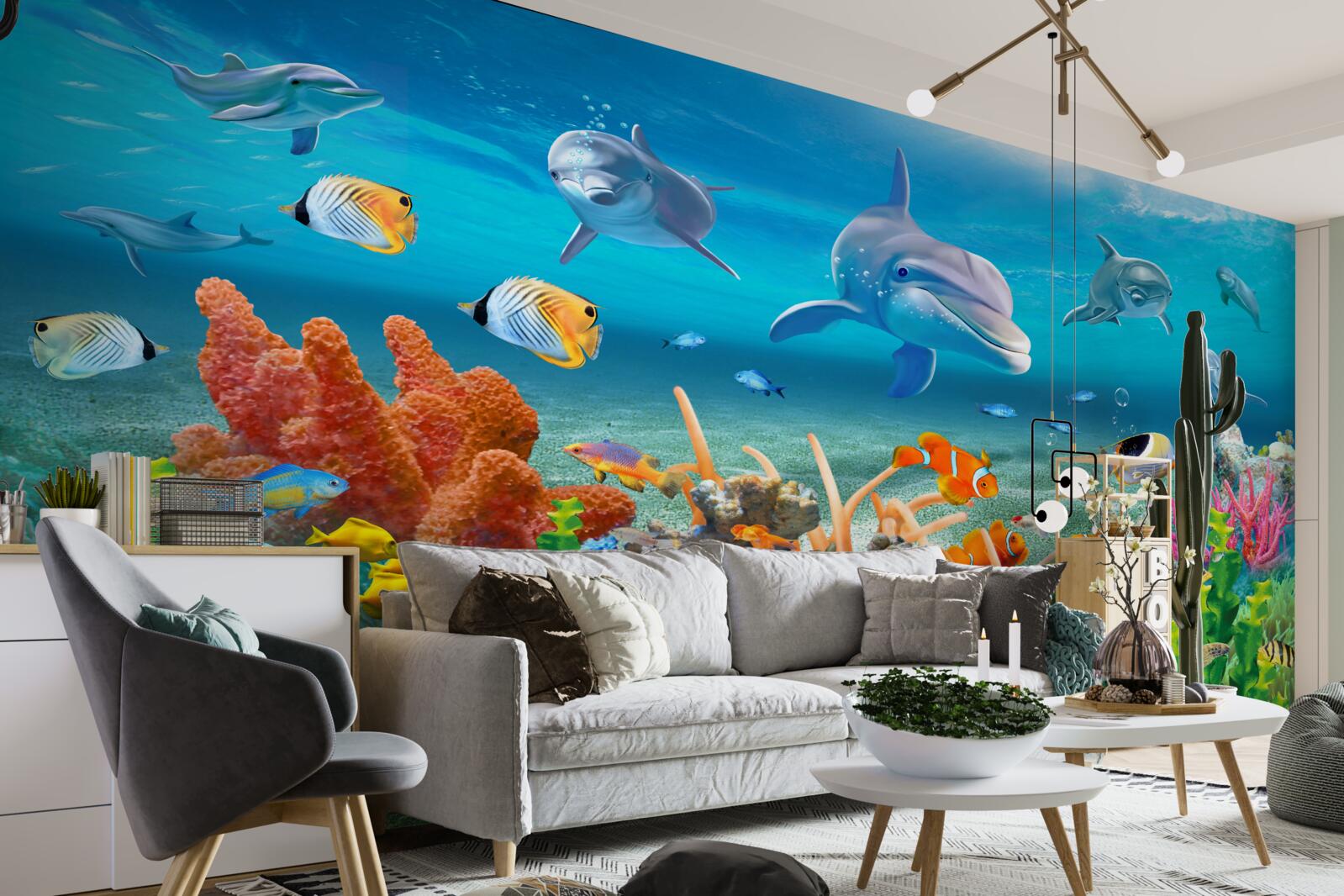 Fototapeta akvárium, akvárium s vodným ekosystémom, ktorý udržuje sladkú vodu