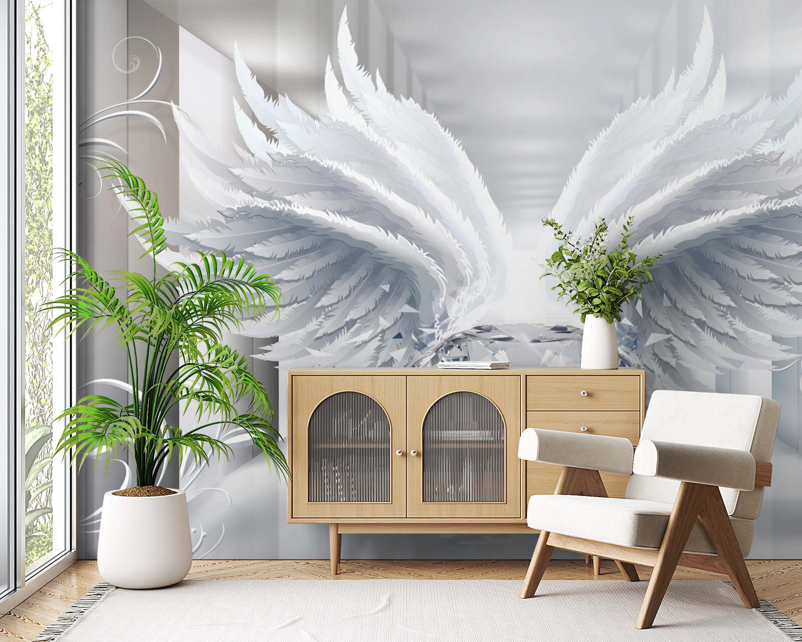 Fototapeta Stena, pierko a biela farba