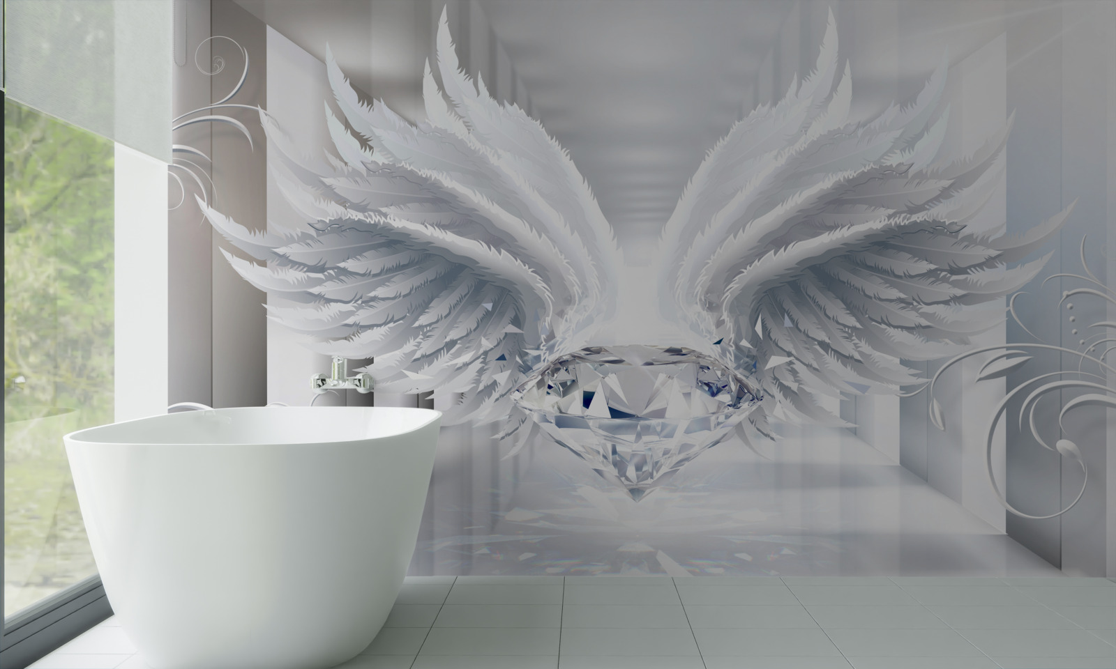 Fototapeta Stena, pierko a biela farba