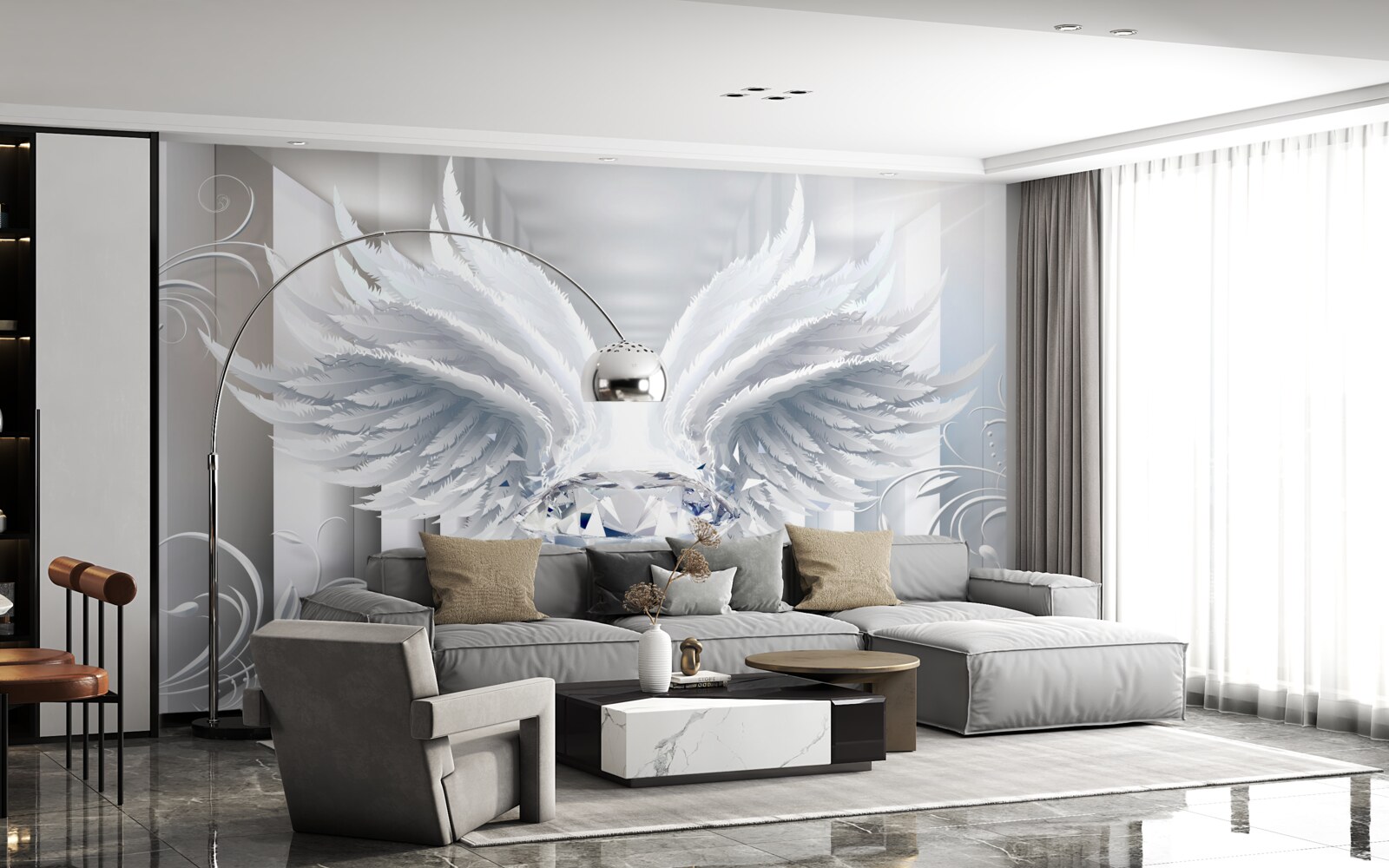 Fototapeta Stena, pierko a biela farba