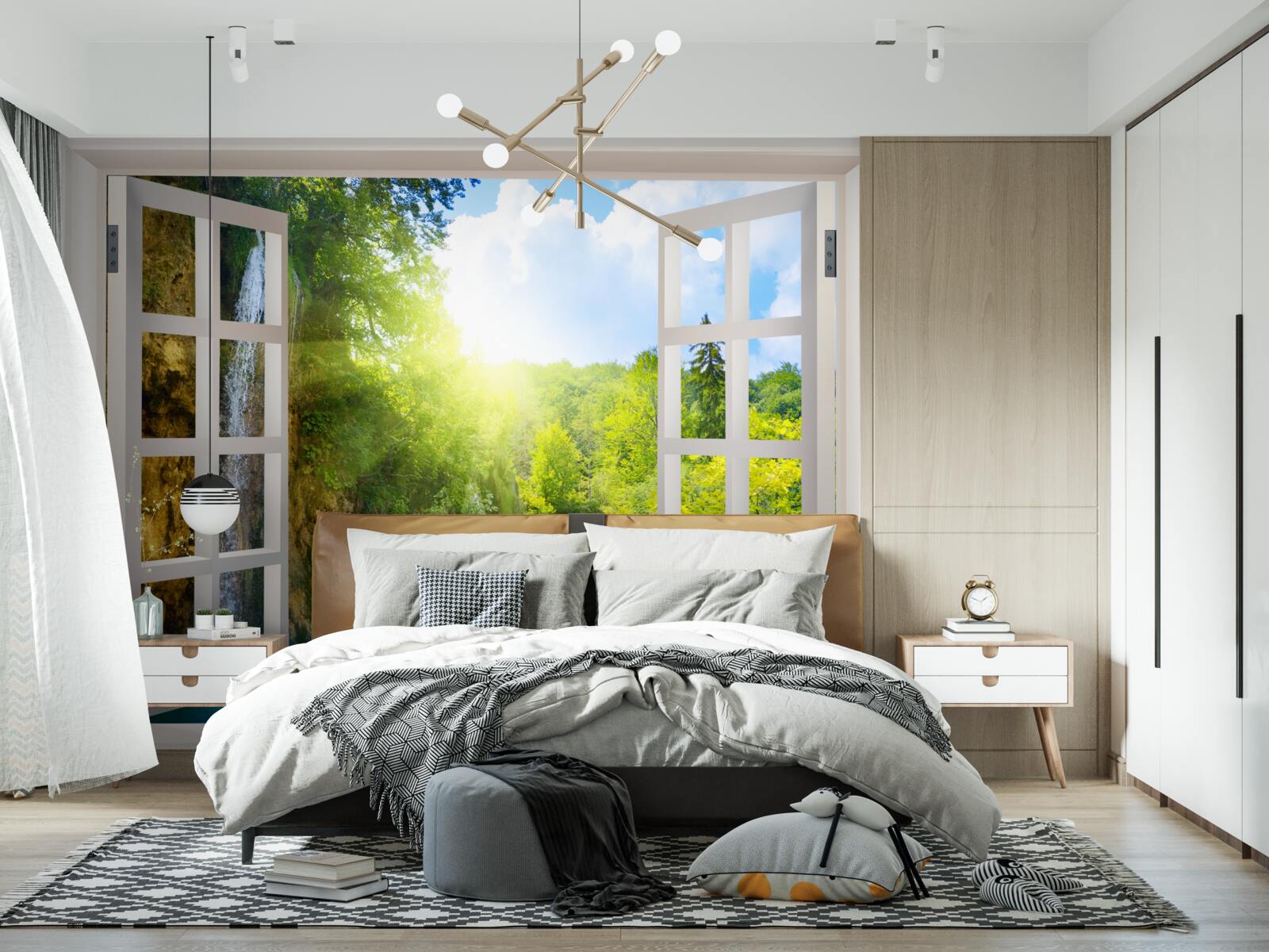 Fototapeta krajina prírody viditeľná za oknom a prenikavý prievan