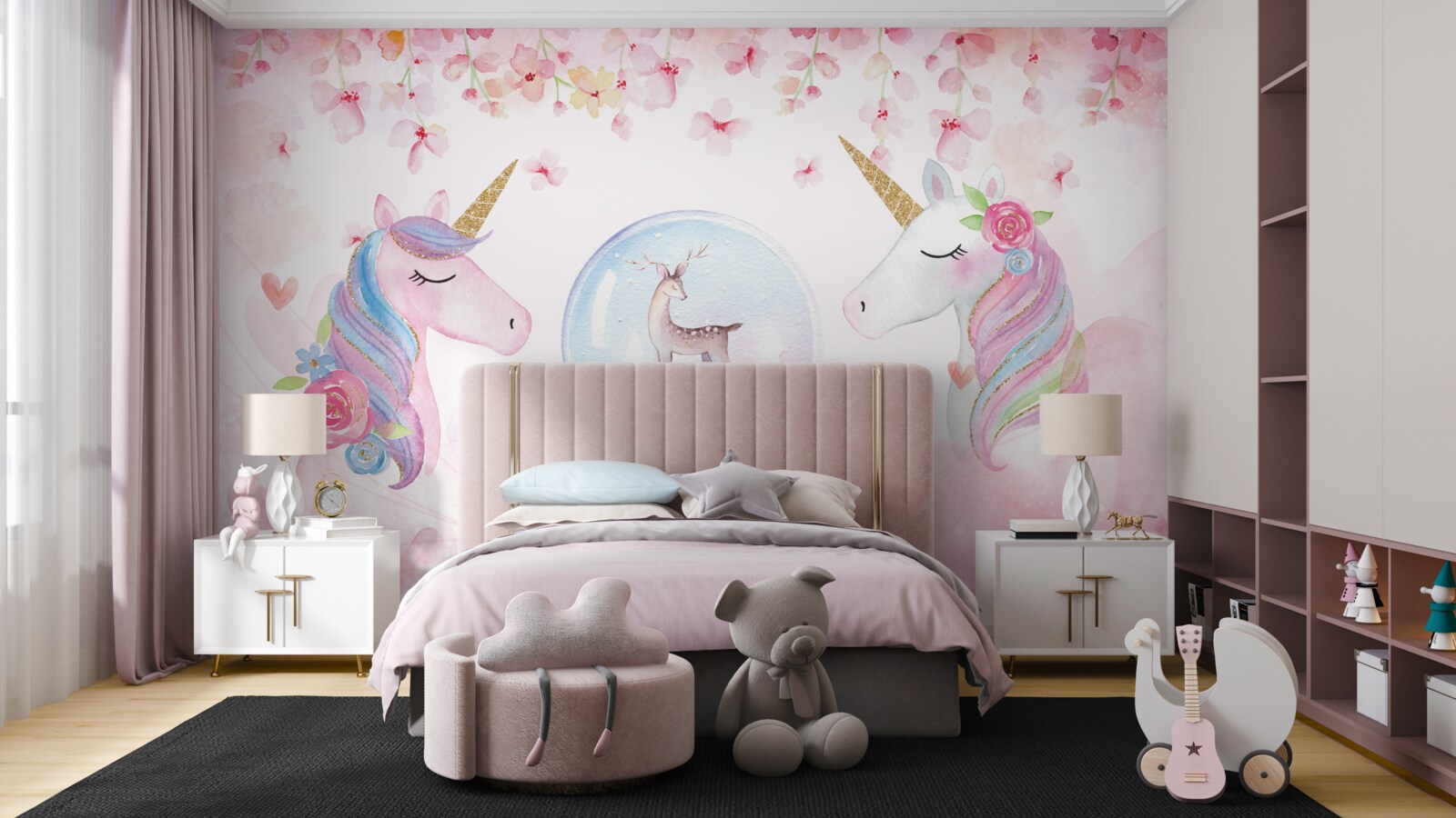 Fototapeta v detskej izbe sú jednorožce