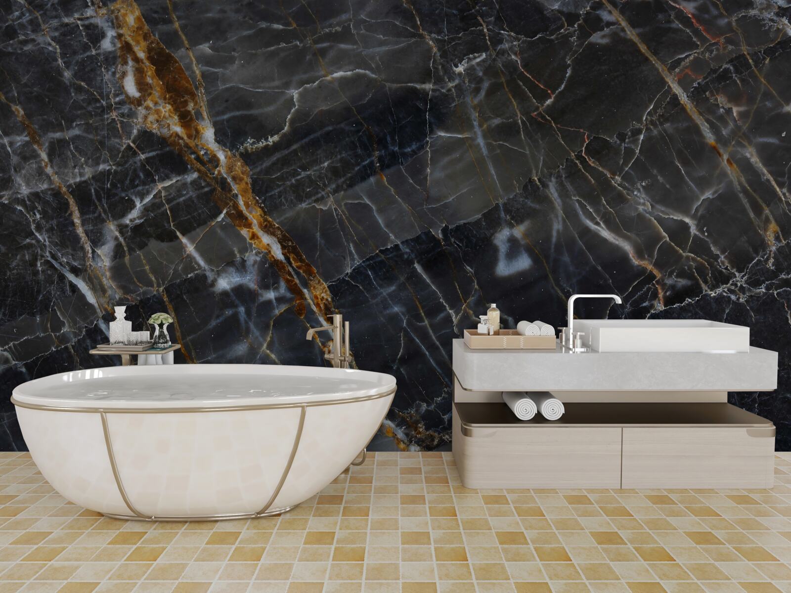 Fototapeta mramor maľovaný čiernou a zlatou farbou