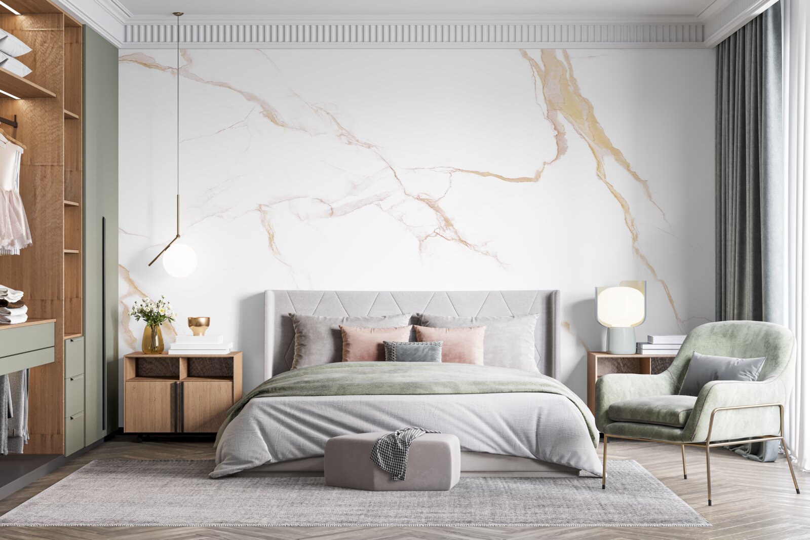 Fototapeta s mramorom v odtieňoch bielej a béžovej