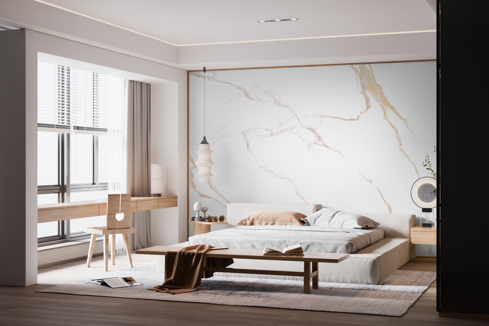 Fototapeta s mramorom v odtieňoch bielej a béžovej