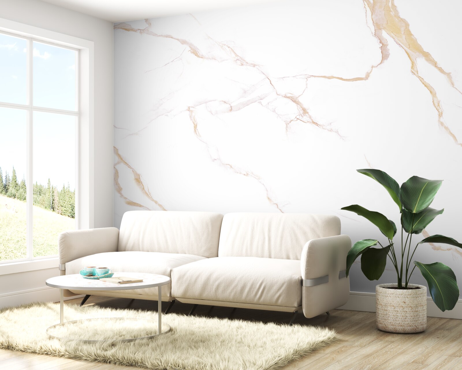 Fototapeta s mramorom v odtieňoch bielej a béžovej