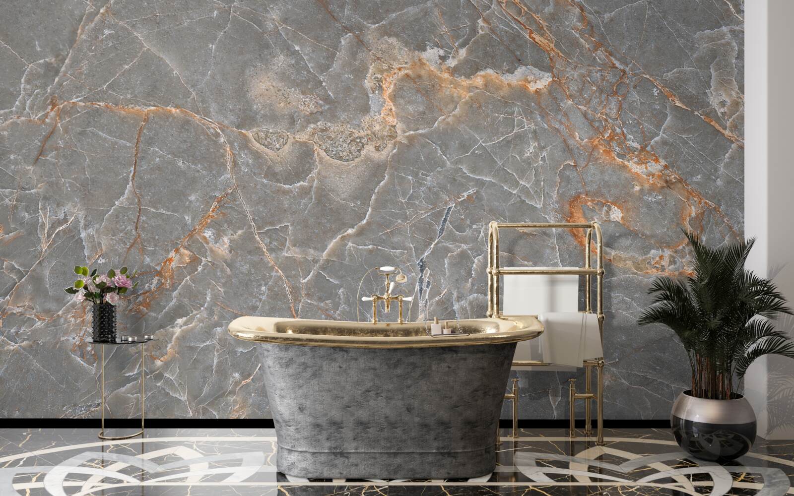 Fototapeta zlatý a strieborný mramor