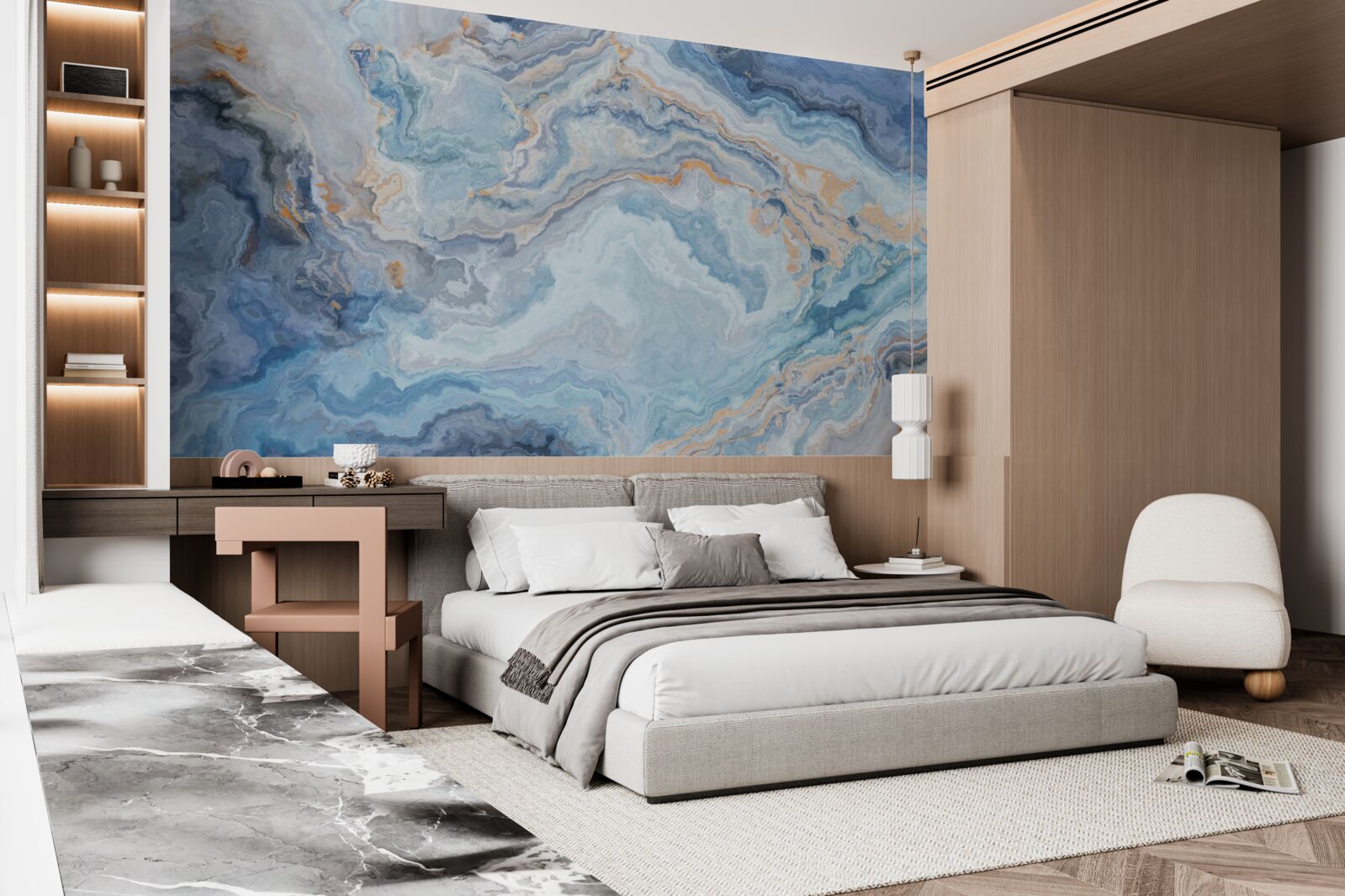 Fototapeta minerál s modrým odtieňom na fototapete