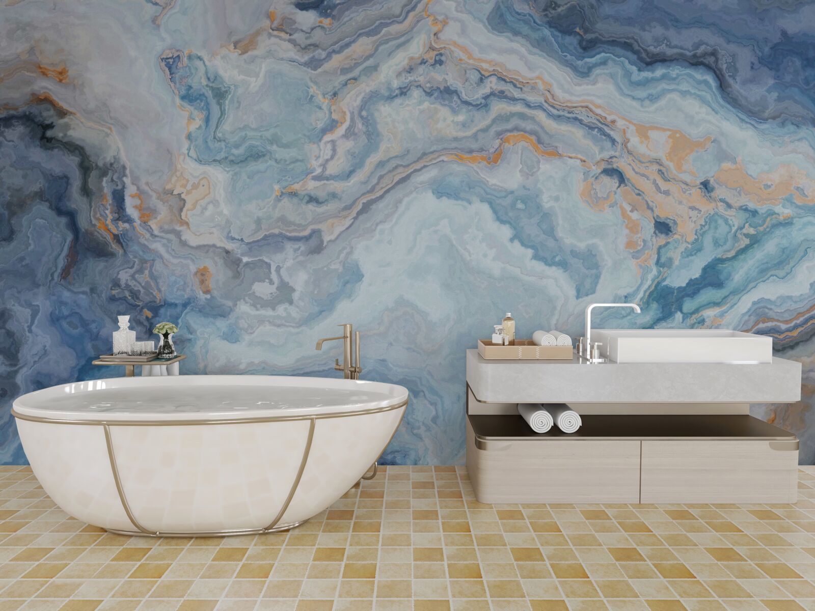 Fototapeta minerál s modrým odtieňom na fototapete