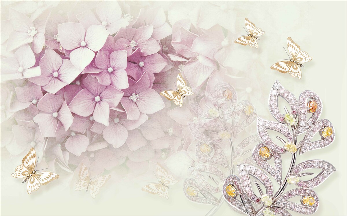 Fototapeta motýle a púčiky ruží