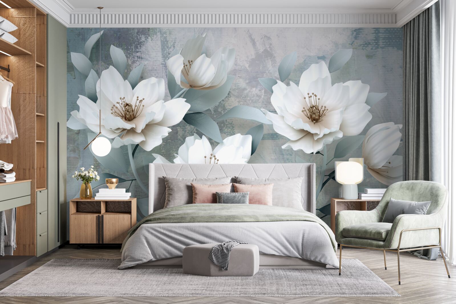 Fototapeta Snehovo biele pivonky