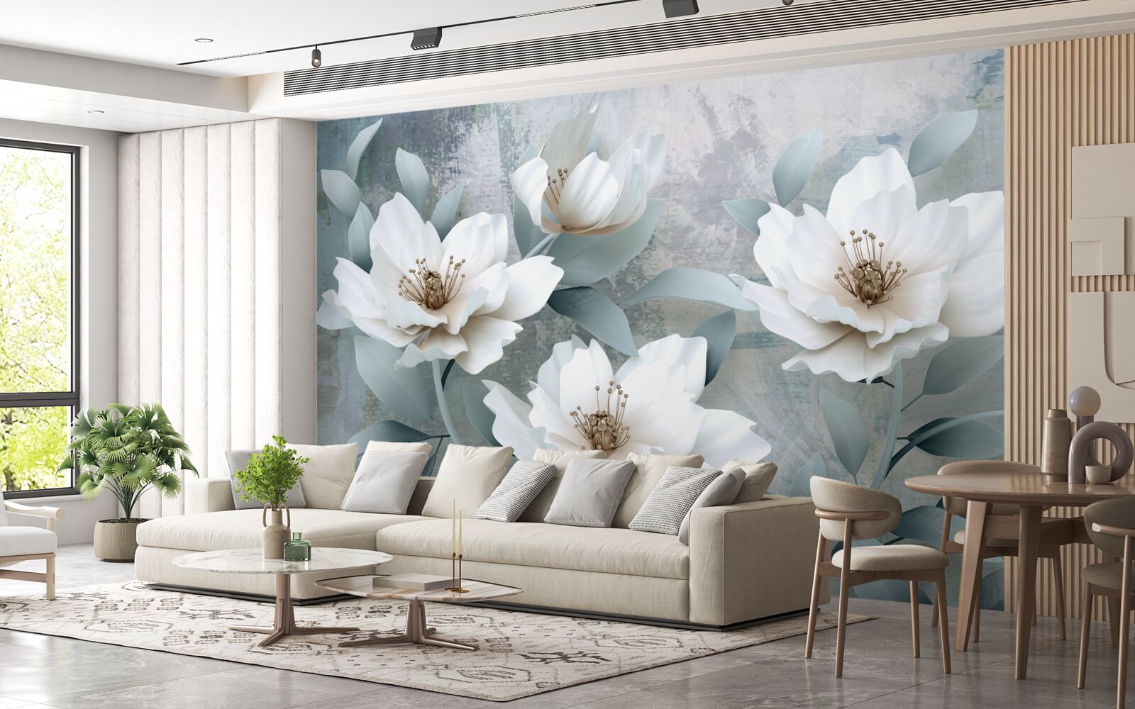 Fototapeta Snehovo biele pivonky