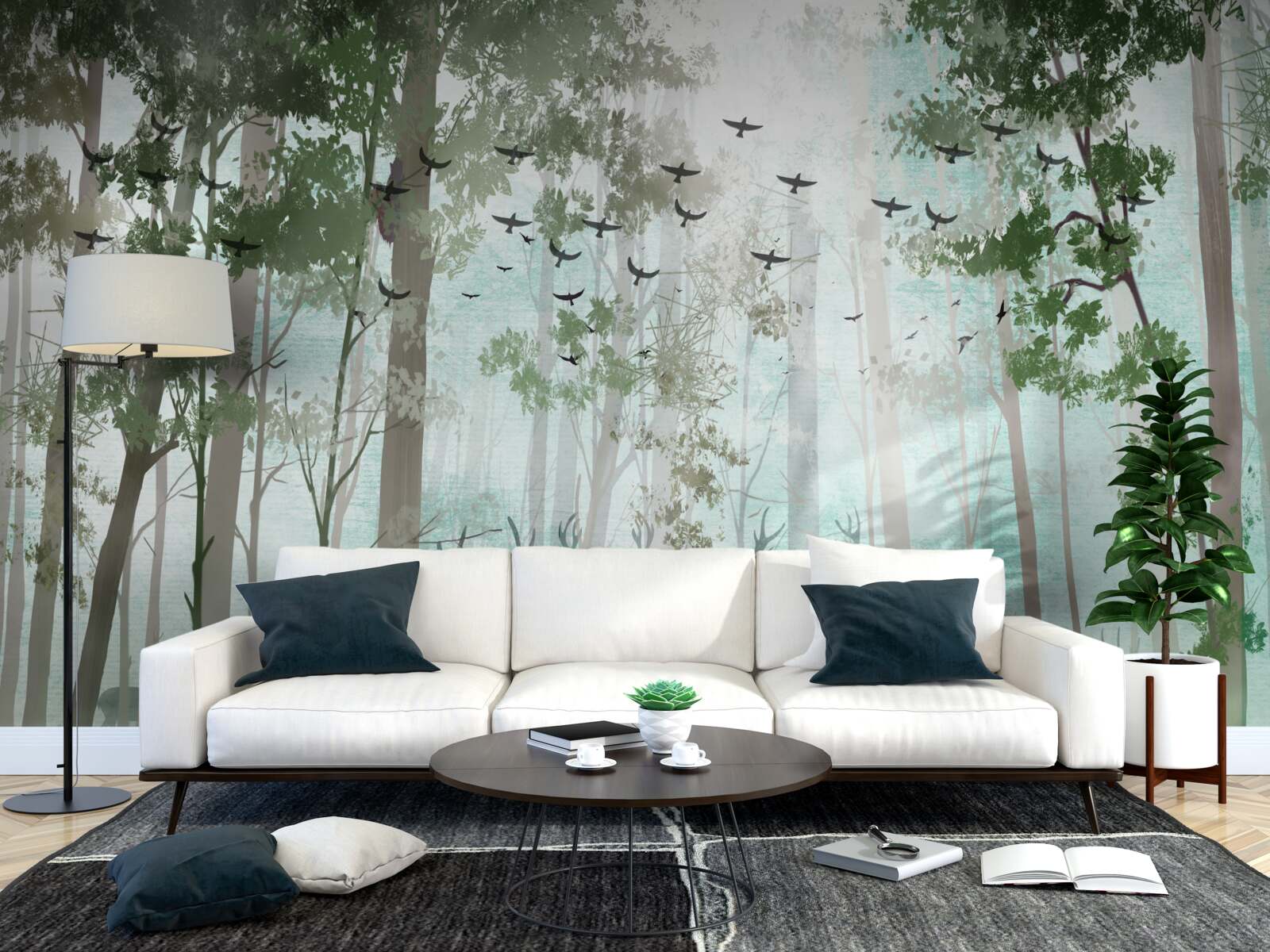 Fototapeta V lese žijú vtáky a jelene