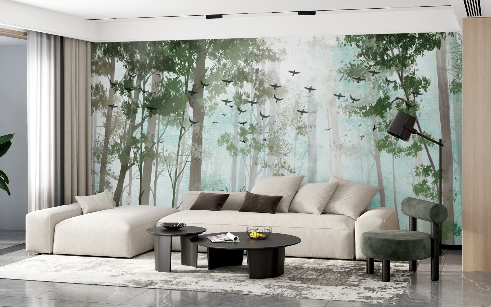 Fototapeta V lese žijú vtáky a jelene