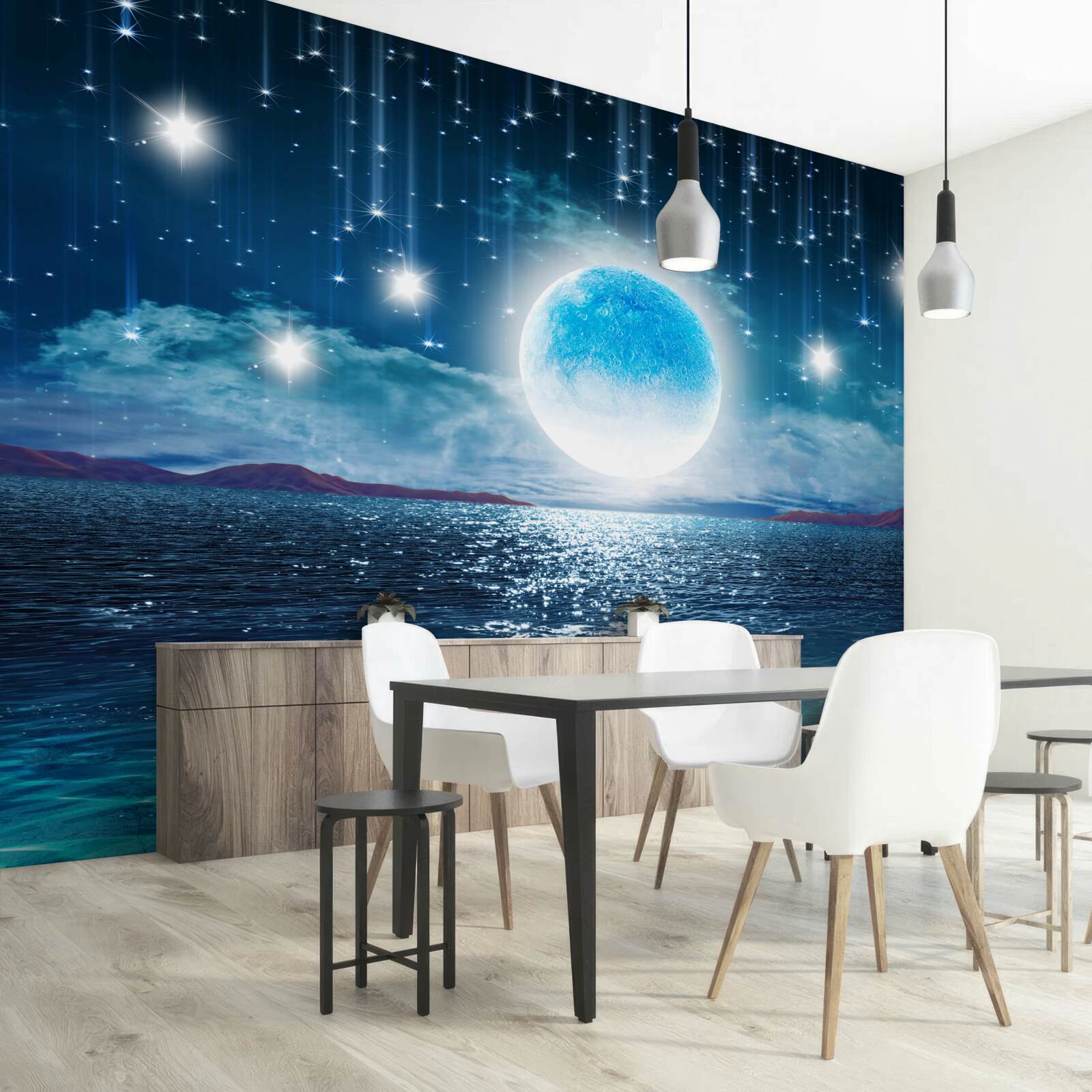 Fototapeta hviezdy a mesiac sú v plnej fáze