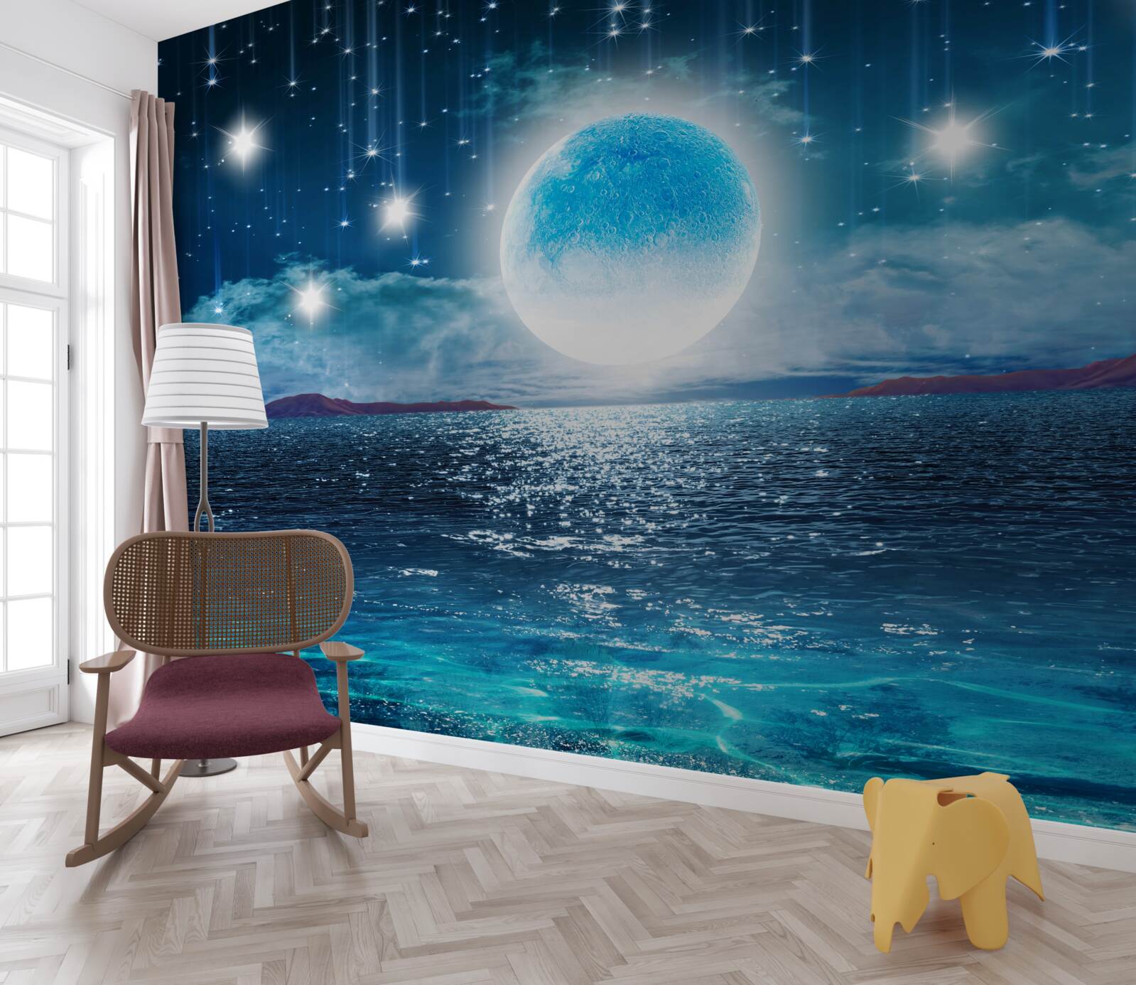 Fototapeta hviezdy a mesiac sú v plnej fáze