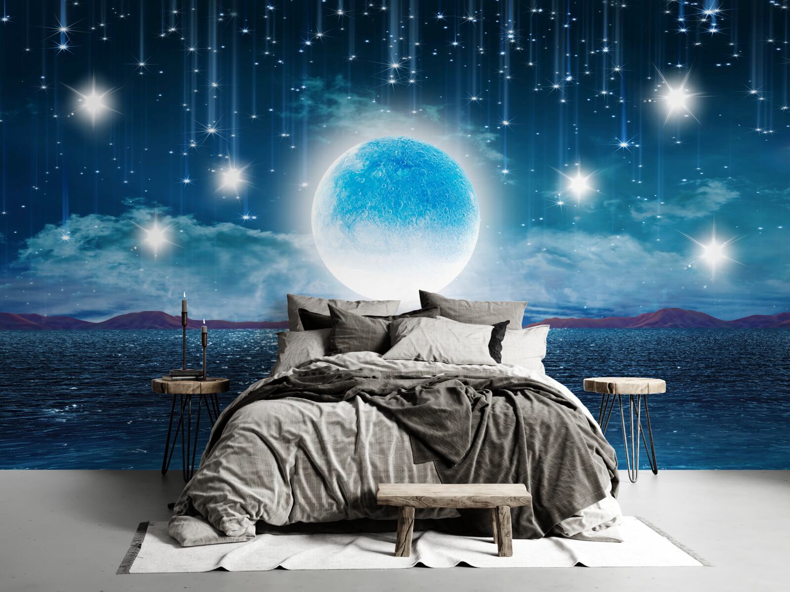 Fototapeta hviezdy a mesiac sú v plnej fáze