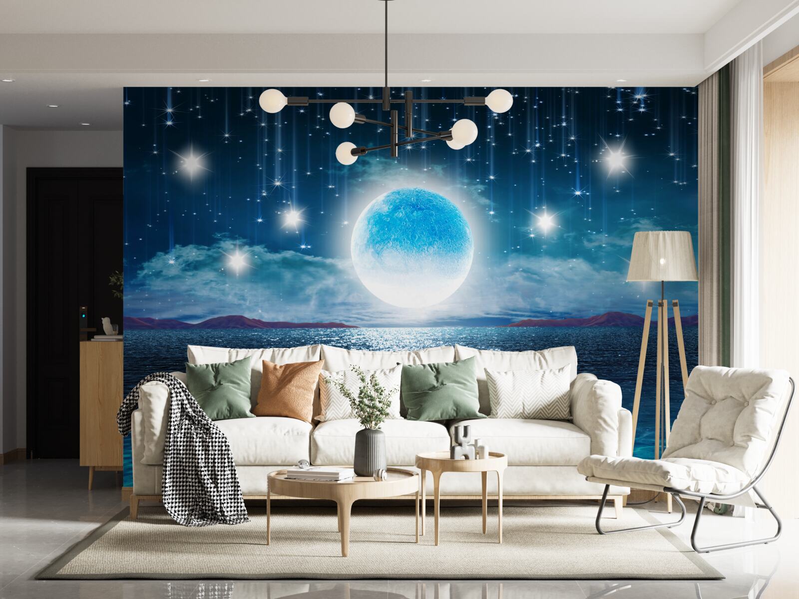 Fototapeta hviezdy a mesiac sú v plnej fáze