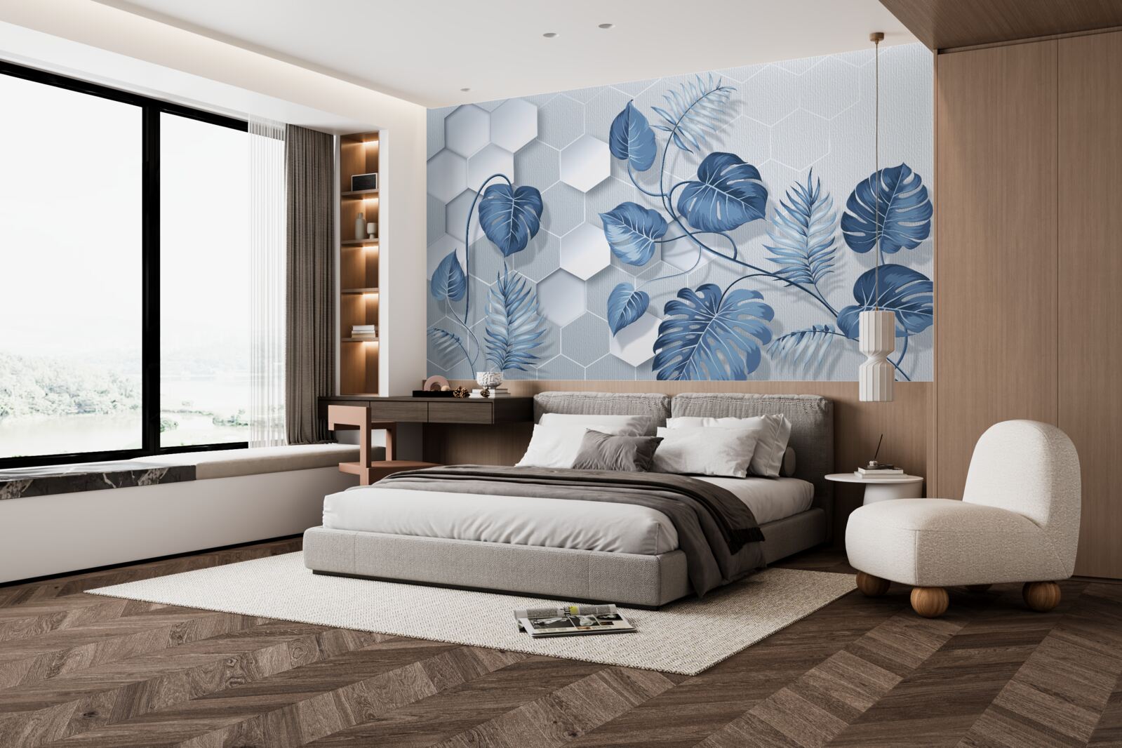 Fototapeta modré listy