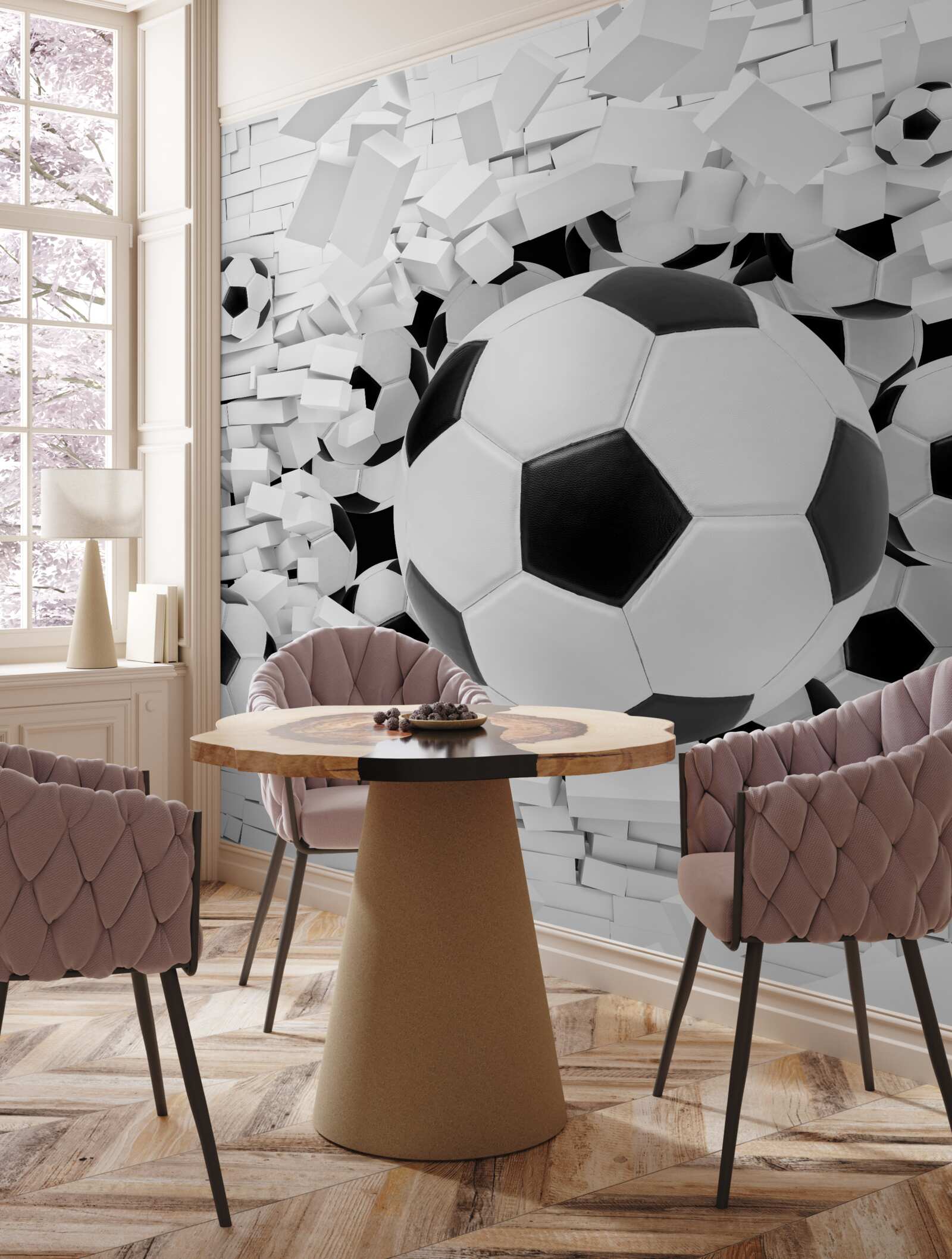 Fototapeta lopta rozbije stenu v 3d