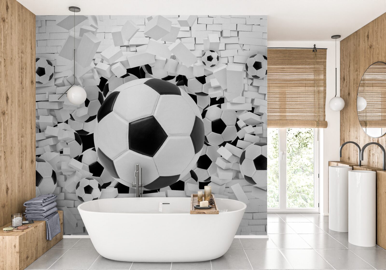 Fototapeta lopta rozbije stenu v 3d