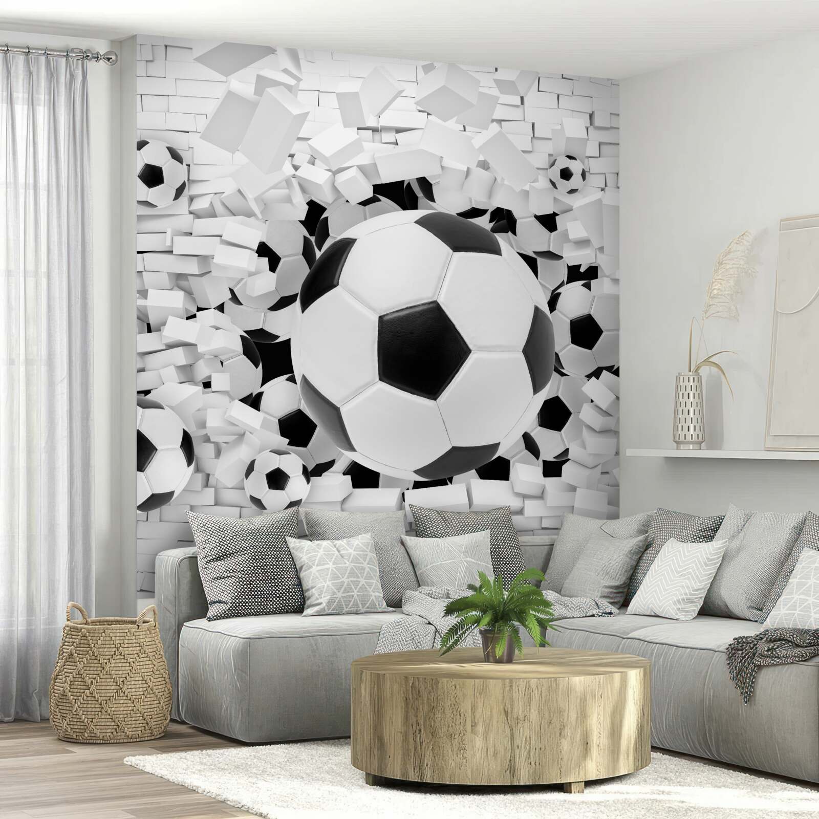 Fototapeta lopta rozbije stenu v 3d