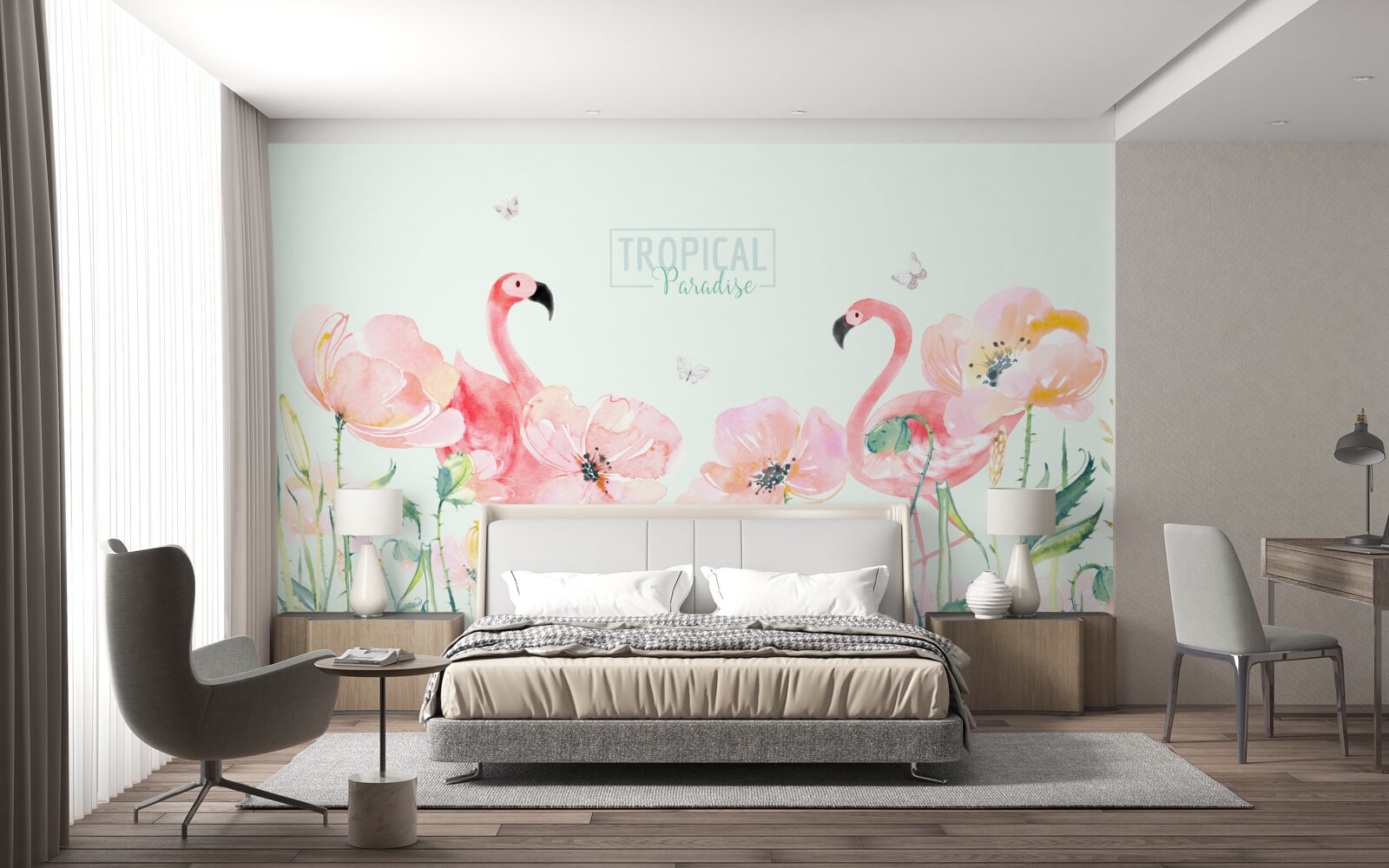 Fototapeta Plamienok je druh vtáka, ktorý vie plávať