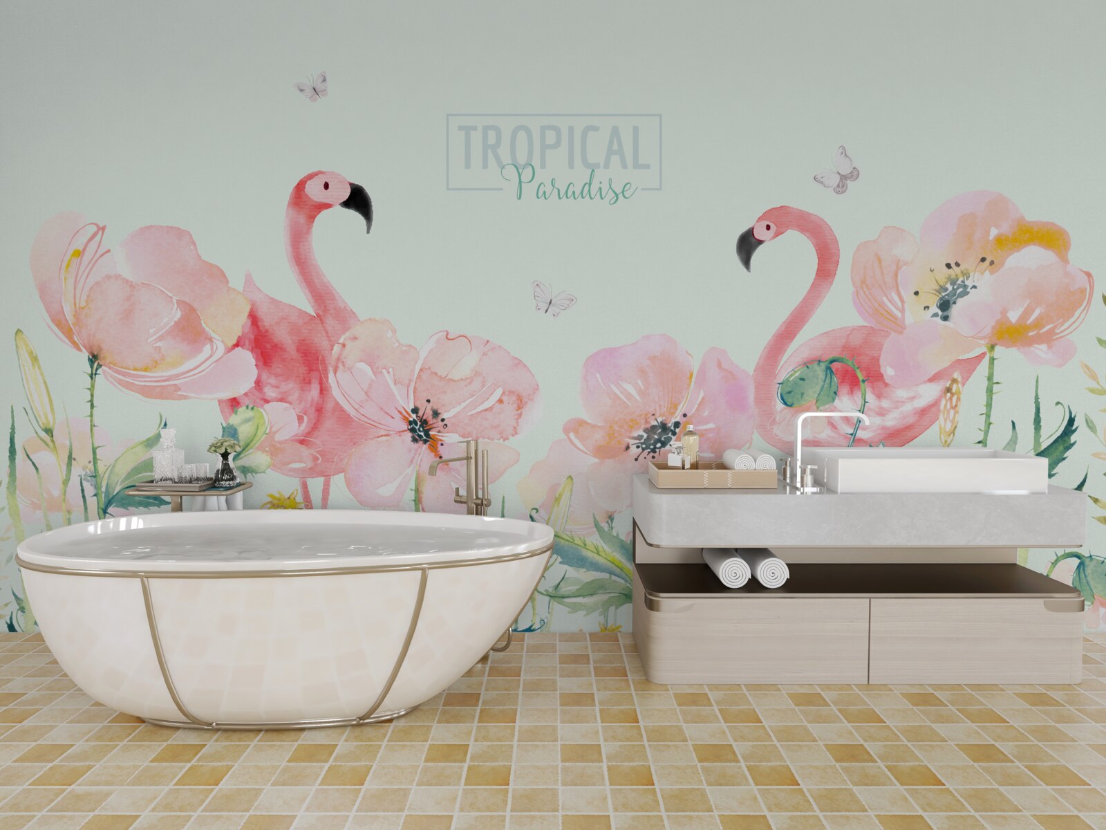 Fototapeta Plamienok je druh vtáka, ktorý vie plávať