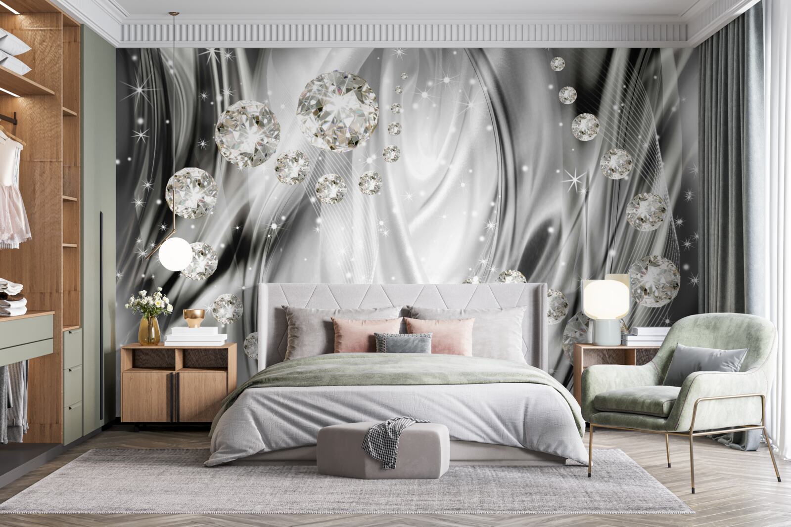 Fototapeta strieborný lesk