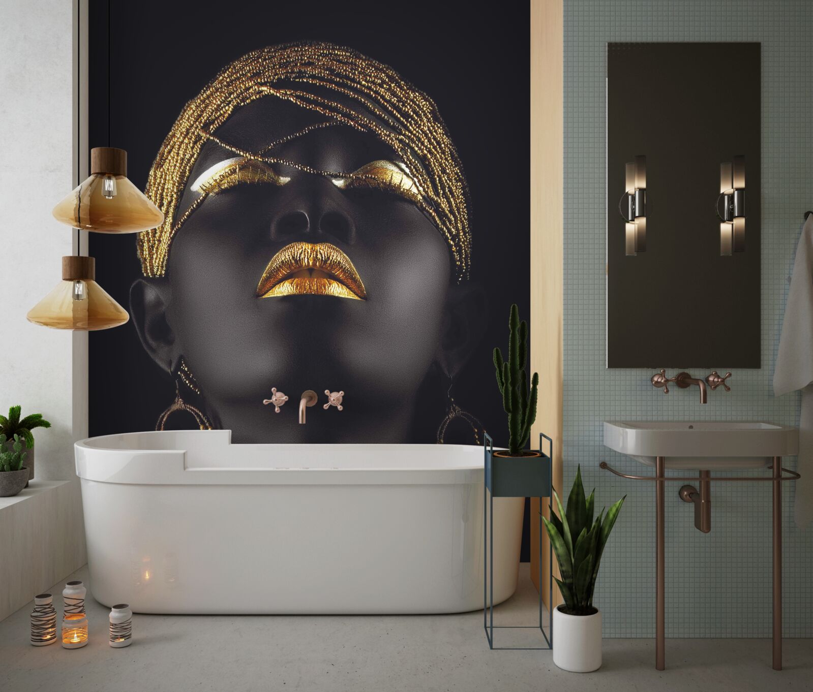 Fototapeta dáma so zlatými šperkami