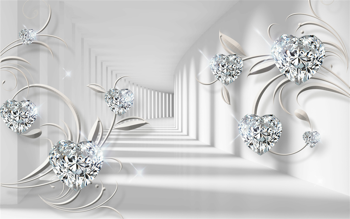 Fototapeta miestnosť v odtieňoch bielej s diamantmi