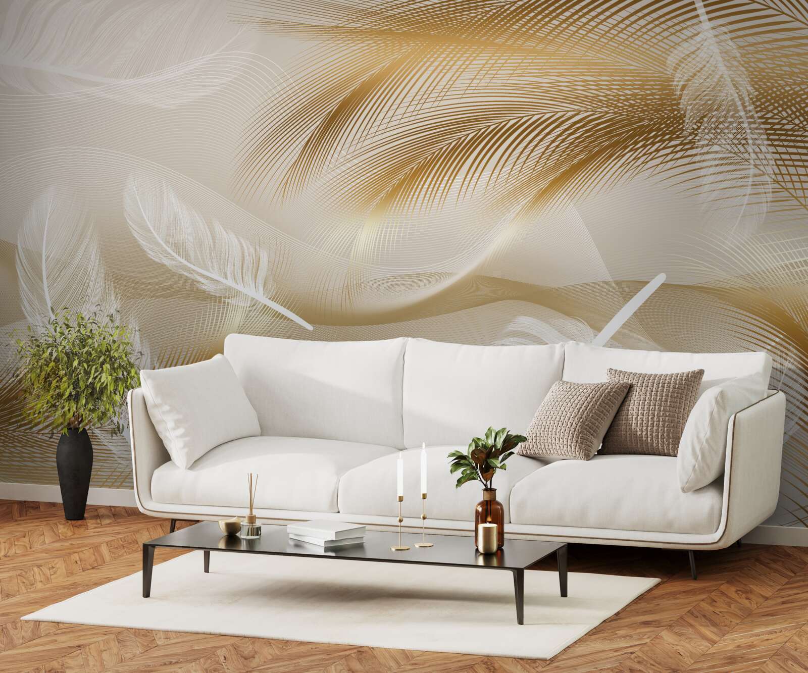 Fototapeta pozlátené perie