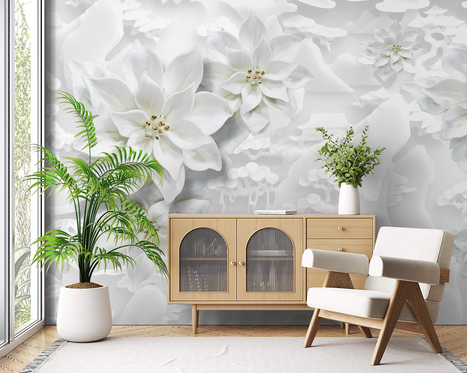 Fototapeta biele kvety