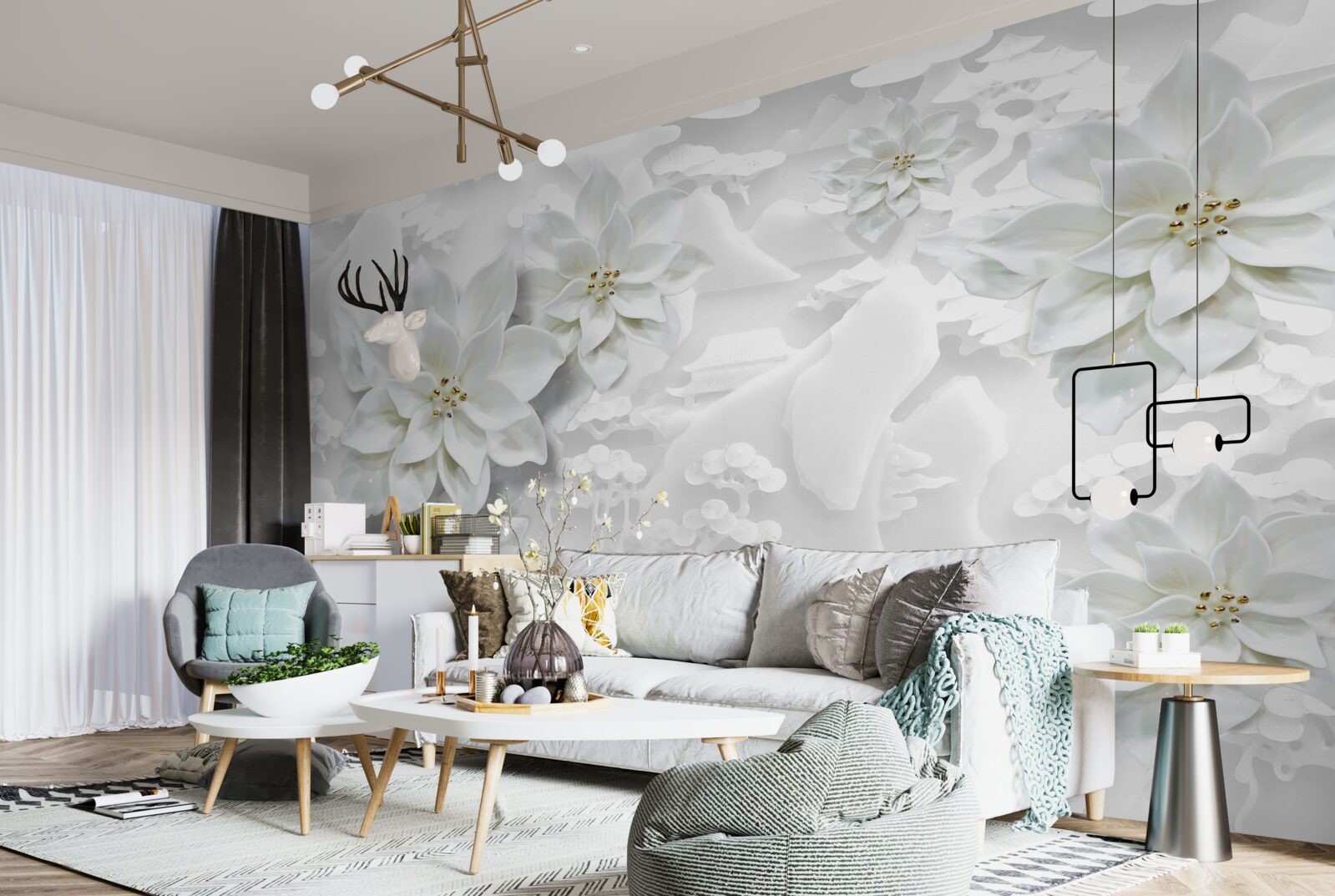 Fototapeta biele kvety