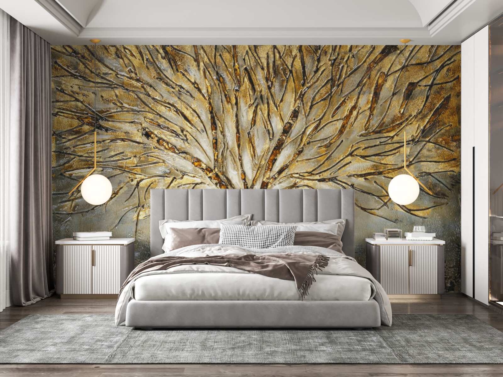 Fototapeta stromček vyrobený zo zlatého kovu