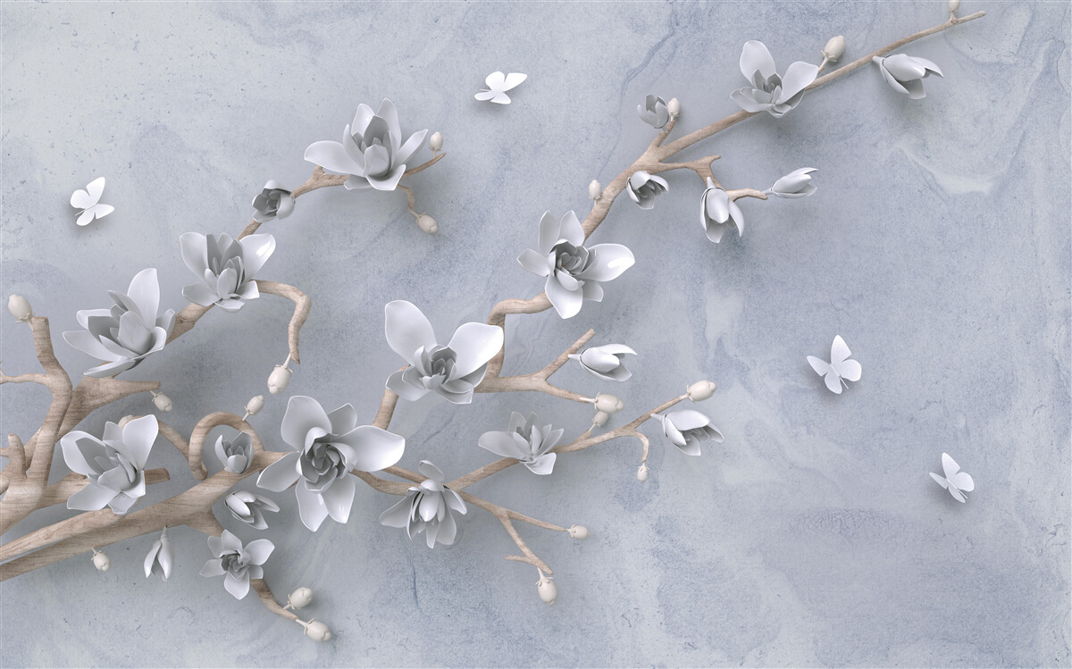 Fototapeta konárik zdobený púčikmi